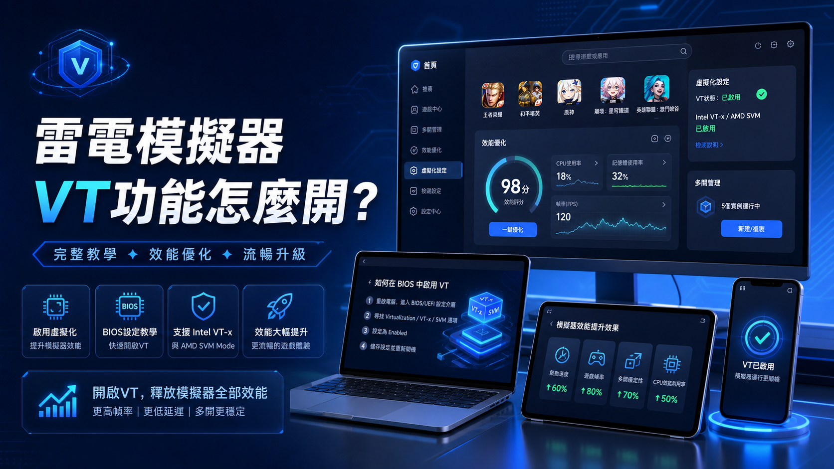 雷電模擬器VT功能怎麼開？